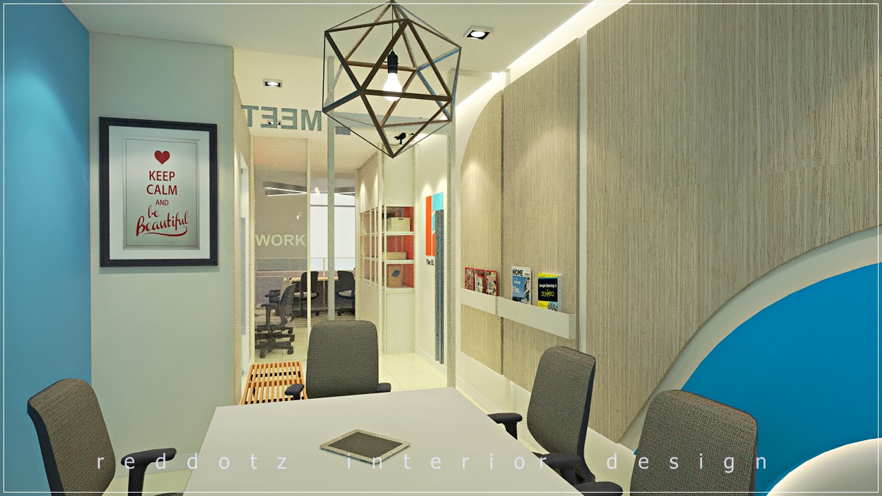 Office conference room design with glass partition and door
