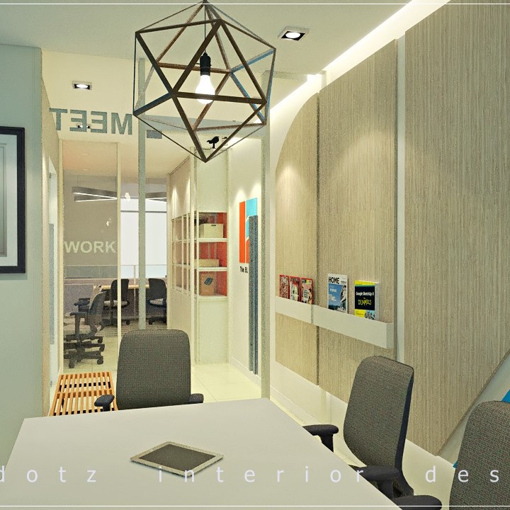 Office conference room design with glass partition and door